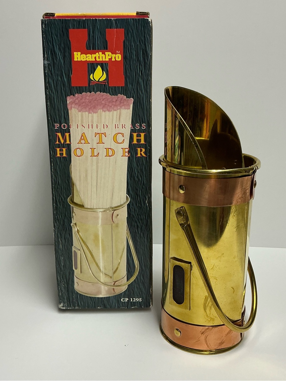 Polished Brass Match Holder Brass & Copper Finish Vintage Decor Original Box